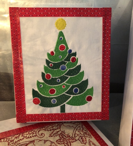 Gift Box Box with Christmas Tree embroidery.