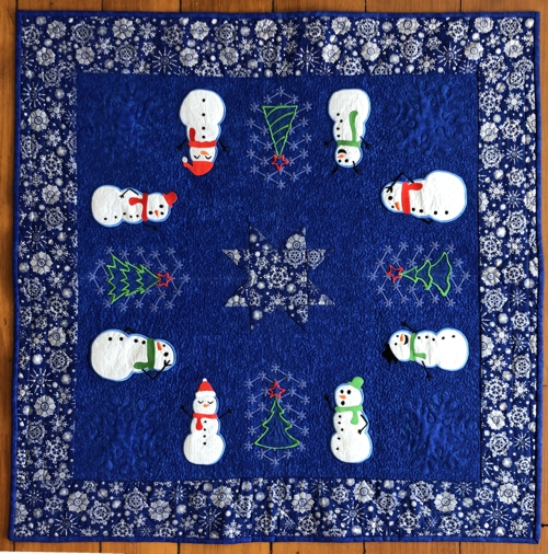 Quilted Tabletopper with Snowman Applique image 1