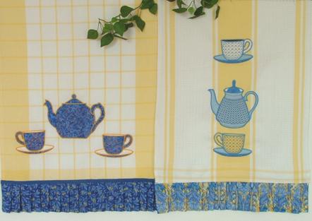 Kitchen Towels with Tea Set Appliqué image 1