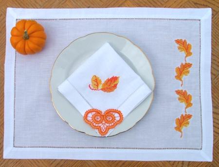 Table Runner, Placemats and Napkins with Fall-Themed Embroidery image 4