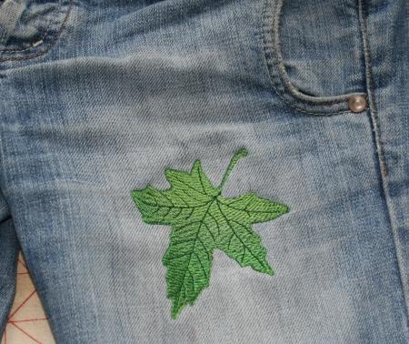 Jeans with Leaves Embroidery image 3