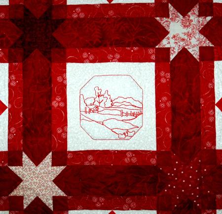 Christmas Village Wall Quilt with Scrappy Stars image 23
