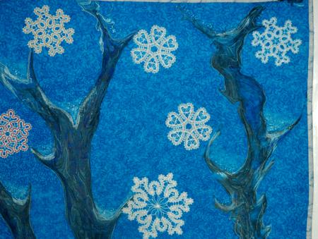 Winter Tree Quilt with Lace Embroidery image 3