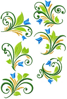 Spring Swirl Set of 6 Machine Embroidery Designs