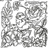 One-Color Birds and Flowers Set Machine Embroidery Design