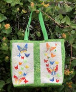 Quilted Tote Bag with Butterfly Embroidery