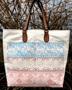 Canvas bag with Mexican motif embroidery