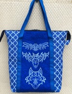 Quilted Tote Bag with Celtic animals Embroidery