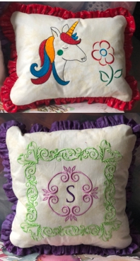 Small decorative pillows with embroidery