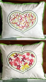 Cushion Covers with Heart Embroidery