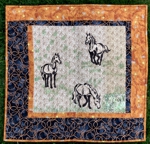 Wall Quilt with Horse Silhouette Embroidery