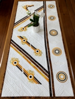 Modern style quilted tablerunner with geometric embroidery