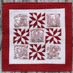 Red-and-White Nativity Quilt with redwork embroidery