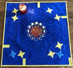 Royal blue tabletopper with Sun and Moon embroidery