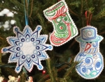 Fely Christmas Tree ornaments with machine embroidery