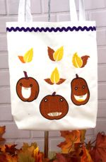 Canvas Trick or Treat Bag with Machine Embroidery