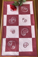 Valentine Hearts Quilted Table runner