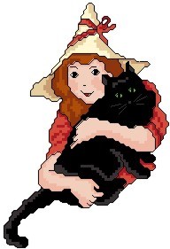 Girl with Black Cat