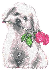 Puppy with Rose