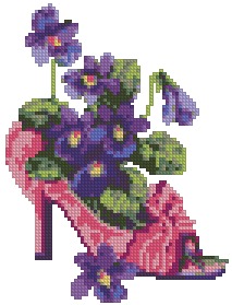 Slipper with Violets