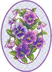 Pansies in Oval Frame