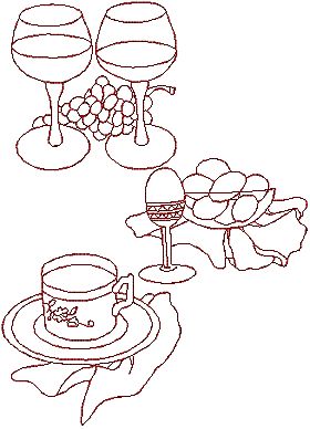 Breakfast Redwork Set