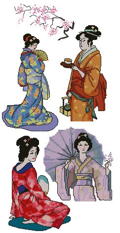 Geishas and Sakura Set