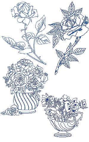 Rose Bluework Set II