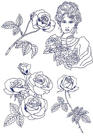 Lady with Roses Bluework Set