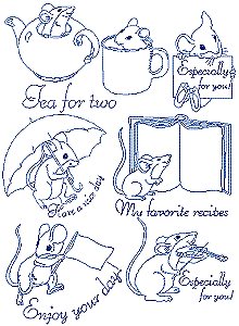 Merry Mice Redwork Set