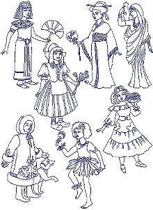 Costume Party Redwork Set