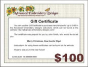 $100 Gift Certificate