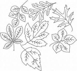 Leaves Redwork Set