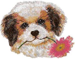 Puppy with Flower