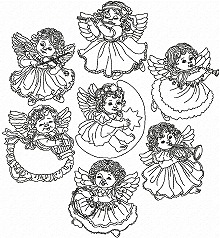 Musical Angel Redwork Set