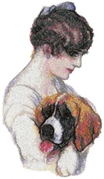 Girl with St. Bernard Puppy