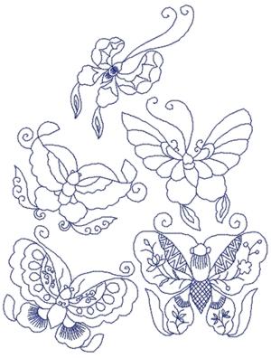 Butterfly Redwork Set