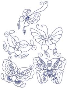 Butterfly Redwork Set