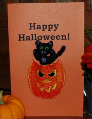 Cat in Jack-O-Lantern In-the-Hoop Set (ITH)