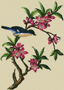Bluebird in Peach Blossoms