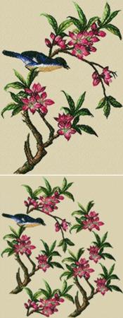 Bluebird in Peach Blossoms Scene and Motifs