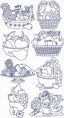 Redwork Fruit Basket Set