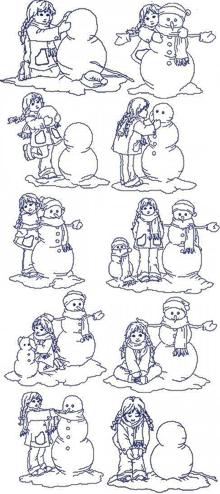 Making a Snowman Redwork Set