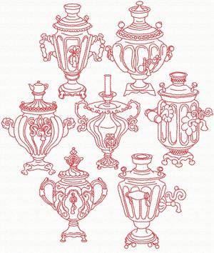 Redwork Samovar Set