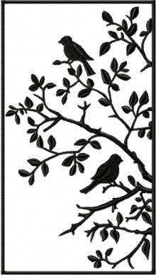 Birds in a Summer Tree Machine Embroidery Design
