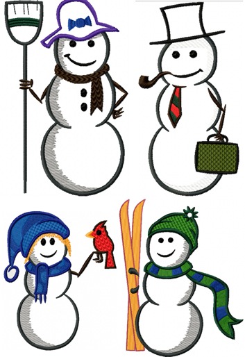 Snowman Family Applique Set