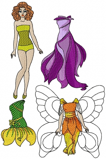 Fashion Paper Doll with Fairy Dresses