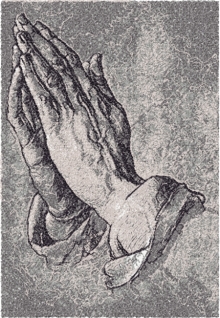 Albrecht Durer. The Praying Hands Machine Embroidery Design in Photo Stitch Technique