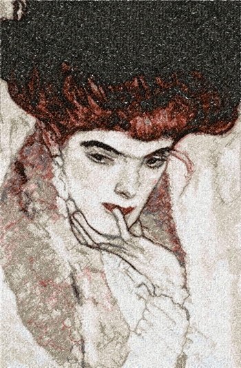 Woman in Black Feather Hat by Gustav Klimt