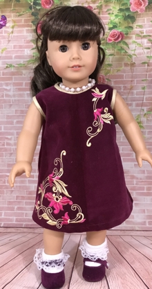 Embroidered Dress for an 18-inch Doll Set of 4 Machine Embroidery Designs